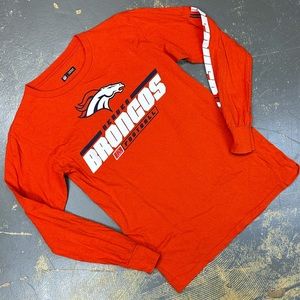 Denver Broncos Long Sleeve Shirt NFL Football Small Orange Navy Blue